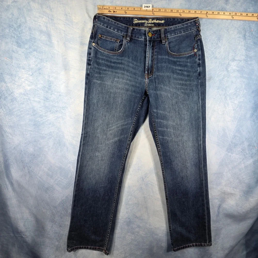 Tommy Bahama Authentic Mens 34x32 Medium Wash Straight Leg Denim Jeans RN86549
